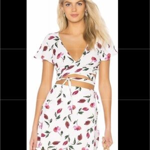 Beach Riot Heidi Skirt and Top Set‎ Floral Tulip white XS